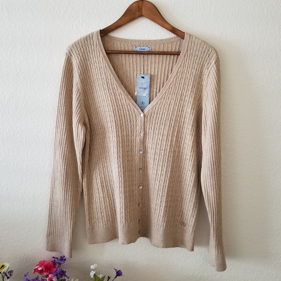 NWT IZOD Cardigan Cable Knit Sweater - Picture 1 of 5
